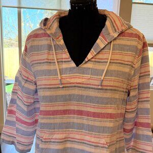 Tommy Bahama Striped Linen Hooded Beach Tunic Top Size L